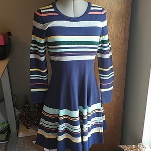Anthro Moth Navy Striped Sweater Dress Small